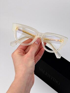 Valentino Women Eyeglasses – Crystal Ivory Cat Eye V-ESSENTIAL III VLX-125 C